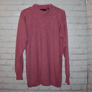 🌸 Dana Scott Fall Collection Floral Sweater · Women’s Large · Pink